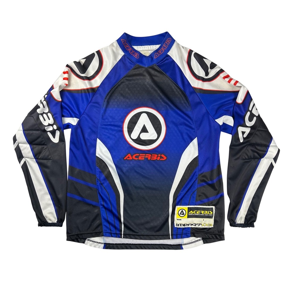 Acerbis Impact 03 Motocross Jersey Mens Medium Blue‎ Black Padded Racing Shirt